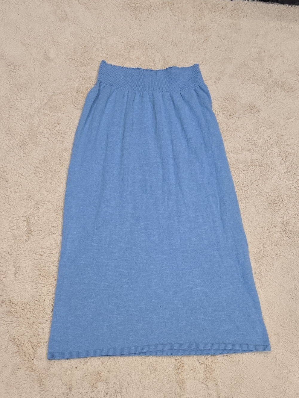 Light Blue Women's Knit Midi Skirt